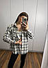 Стильна жіноча чорна-біла вільна фланельова сорочка оверсайз в клітинку на гудзиках, клітчаста сорочка, фото 3