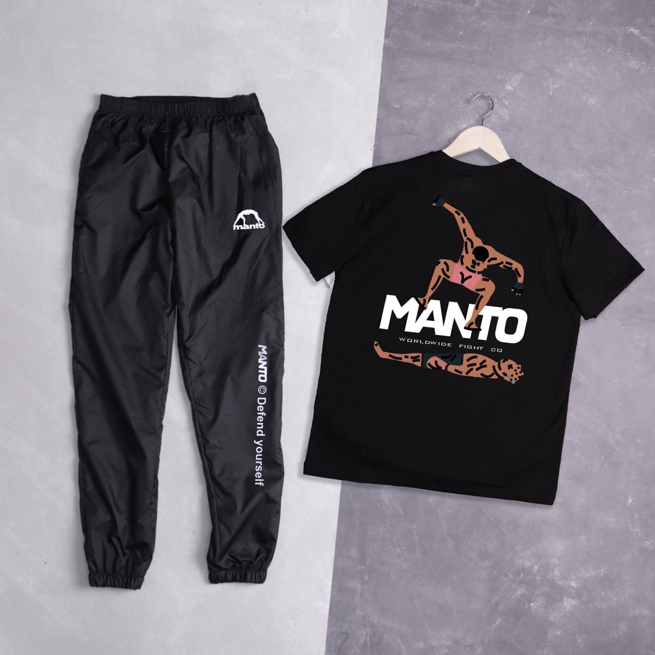 Чоловічий літній костюм Manto Stomp Футболка + Штани чорний Комплект Манто на літо, фото 1