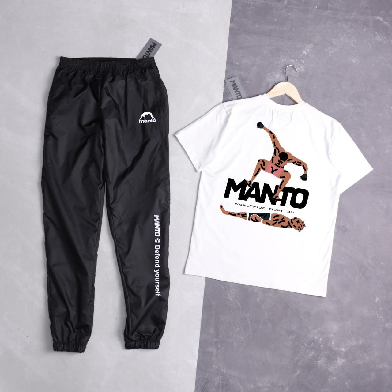 Чоловічий літній костюм Manto Stomp Футболка + Штани білий Комплект Манто на літо, фото 1