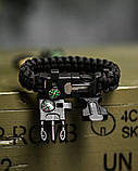 PARACORD БРАСЛІТ З ВІСКОРЕМ, КОМПАСОМ ТА СВИСТКОМ ЧОРНИЙ, фото 2