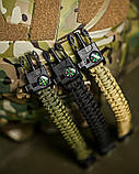 PARACORD БРАСЛІТ З ВІСКОРЕМ, КОМПАСОМ ТА СВИСТКОМ ЧОРНИЙ, фото 4