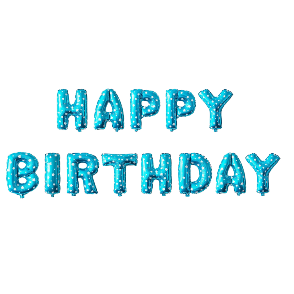 Гірлянда літери 041 КИТАЙ-КТ Happy Birthday - блакитна з білими зірками (УП)