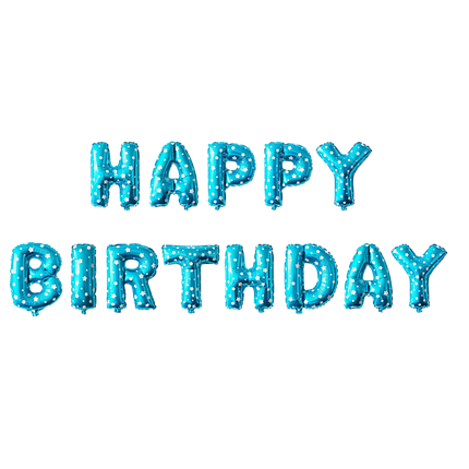 Гірлянда літери 041 КИТАЙ-КТ Happy Birthday - блакитна з білими зірками (УП), фото 1
