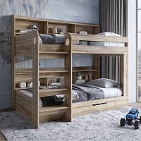 Ліжко двоярусне дитяче Майнкрафт Дуб Сонома \ Дуб Сонома трюфель LION