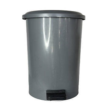 Пластикове відро для відходів з педаллю 50Л, пластик, сірий