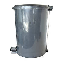 Пластикове відро для відходів з педаллю 40Л, пластик, сірий, фото 2
