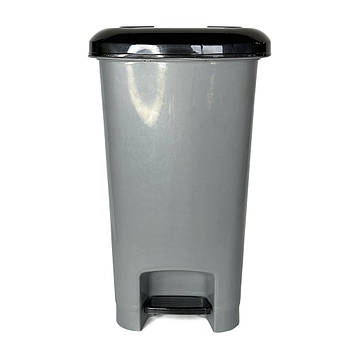 Якісний бак для сміття з педаллю 30 Л прямокутне, пластик, сірий SNMZ