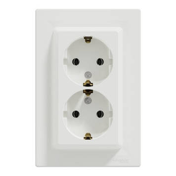 Розетка подвійна з заземленням біла ASFORA