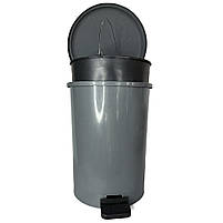 Пластикове відро для відходів з педаллю 40Л, пластик, сірий, фото 4