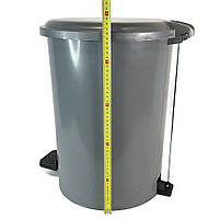 Пластикове відро для відходів з педаллю 40Л, пластик, сірий, фото 6