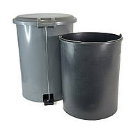 Пластикове відро для відходів з педаллю 40Л, пластик, сірий, фото 5
