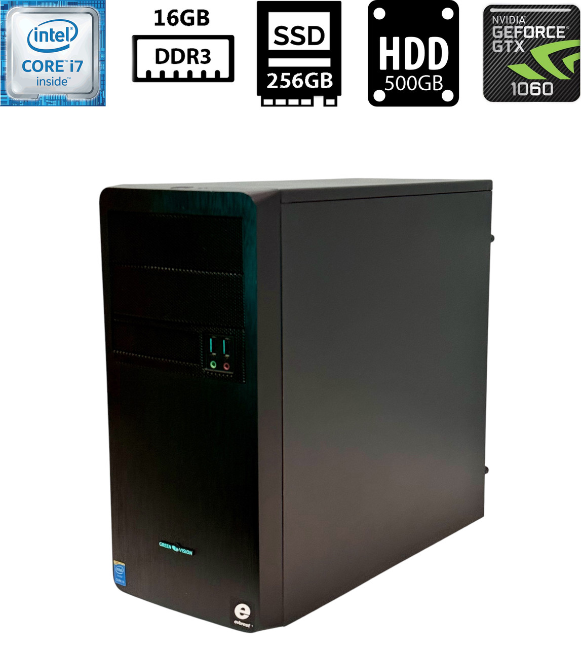 Ігровий комп'ютер Asus H81M-K/Core i7-4790S 3.20GHz/16GB DDR3/SSD 256GB+HDD 500GB/NVIDIA GeForce GTX 1060 6GB/ATX/400W Б/В