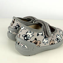 Сірі капці на липучці з песиками Denny шкіряна устілка тм Waldi, фото 4