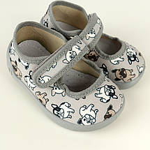 Сірі капці на липучці з песиками Denny шкіряна устілка тм Waldi, фото 5