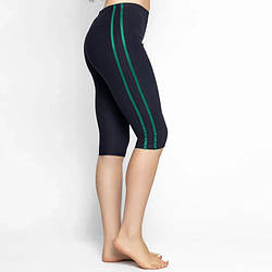 Чорні X/Б капрі-брріджи з темно-зеленими смужками ТМ "OK" (4XL) Батал Розміри: 54- 56 (33043-3)