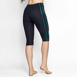 Чорні X/Б капрі Батал з темно-зеленими смужками ТМ "OK" (5XL) Розміри: 58- 60 (33043-4)