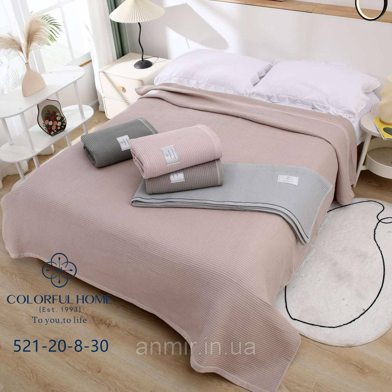 Покривало на ліжко однотонне льон розмір Євро, кольору міксом