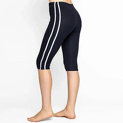 Чорні X/Б капрі-брріджи з білими смужками ТМ "OK" (4XL) Батал Розміри: 54- 56 (33044-3)