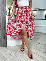 Женская летняя юбка на запах красная (размеры 42/46)