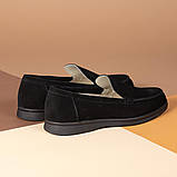 Чоловічі лофери люксові брендові замшеві туфлі кольору черного, фото 2