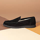 Чоловічі лофери люксові брендові замшеві туфлі кольору черного, фото 4