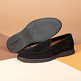 Чоловічі лофери люксові брендові замшеві чорного кольору, фото 3