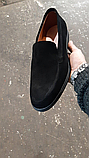 Чоловічі лофери люксові брендові замшеві чорного кольору, фото 5