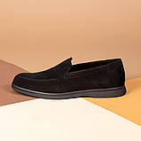 Чоловічі лофери люксові брендові замшеві чорного кольору, фото 6