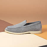 Чоловічі лофери люксові замшеві сірого кольору, фото 2