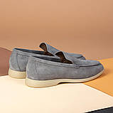 Чоловічі лофери люксові замшеві сірого кольору, фото 3