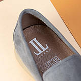 Чоловічі лофери люксові замшеві сірого кольору, фото 5