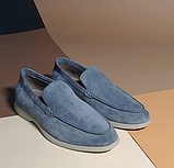 Чоловічі лофери люксові замшеві сірого кольору, фото 6