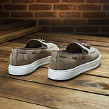 Чоловіче люксове брендове замшеве взуття бежевого кольору Edge, фото 5