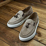 Чоловіче люксове брендове замшеве взуття бежевого кольору Edge, фото 8