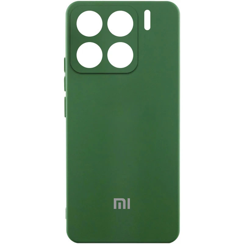 Чохол Silicone Cover Lakshmi Full Camera (AA) для Xiaomi 15 Pro | Мікрофібра Зелений / Dark green, фото 1