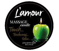 Масажна свічка із ароматом зеленого яблука L'amour Juicy Green Apple, 30 мл.