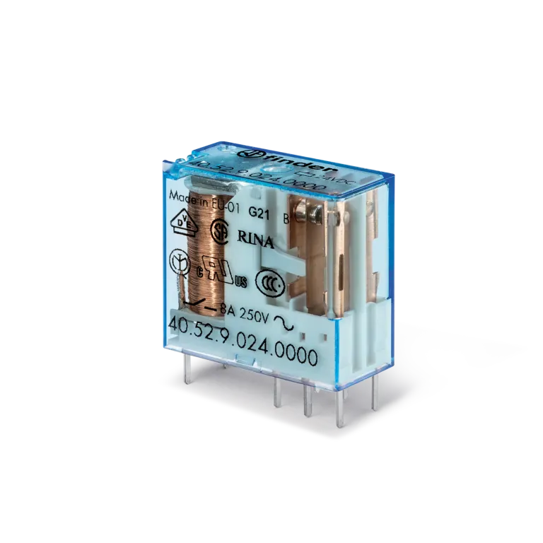 Реле 2CO 8A 24В DC; AgNi; мініатюрне; крок виводів 5мм; ДМ / розетка S95; RT II Finder, фото 1