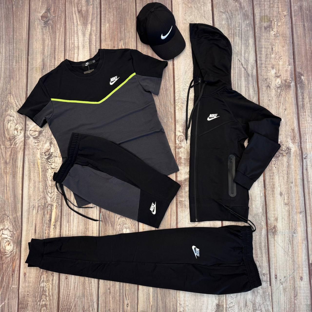 Чоловічий спортивний комплект Nike (кофта + штани+шорти +футболка + кепка)