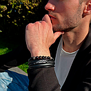 Браслет чоловічий шкіряний NIB SKY чорний 17-19 см (довжина 21 см), фото 7