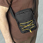 Сумка барсетка через плече чоловіча чорна з тканини KOMPAKT Yellow молодіжний месенджер, фото 2