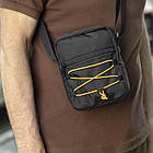 Сумка барсетка через плече чоловіча чорна з тканини KOMPAKT Yellow молодіжний месенджер, фото 7