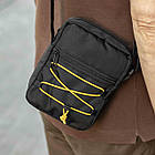 Сумка барсетка через плече чоловіча чорна з тканини KOMPAKT Yellow молодіжний месенджер, фото 4