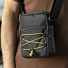 Сумка барсетка через плече чоловіча чорна з тканини KOMPAKT Yellow молодіжний месенджер, фото 3