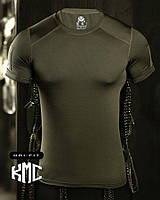 Тактична вологовідвідна футболка хакі, літня футболка зсу олива, армійська футболка олива