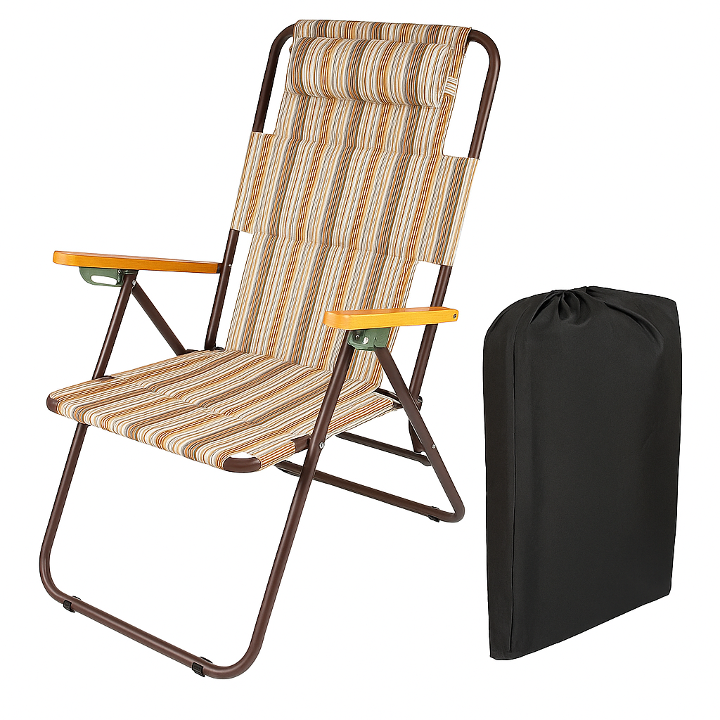 Розкладне крісло-шезлонг для відпочинку на природі Ranger Comfort в чохлі, бежевий, фото 1