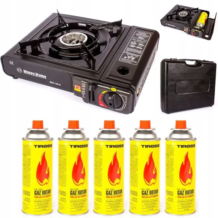 Плита газова туристична Польска Happy Home BDZ-155A + 5 балонів, фото 1