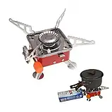 Портативна туристична газова плита ZT-202 + 10 шт балонів, фото 5