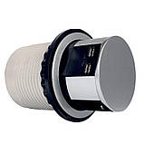 Компактна меблева розетка  (горизонтальна) 3х16 А , 2хUSB 2,4 А IP40, фото 2