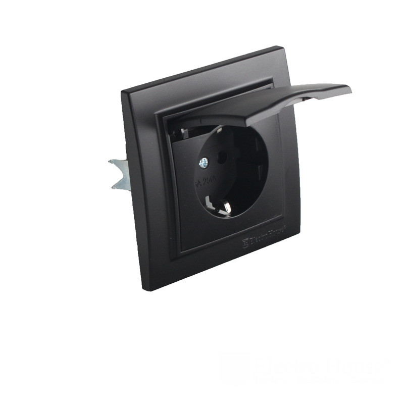 Розетка одинарна з кришкою матеріал Пластик, фото 1