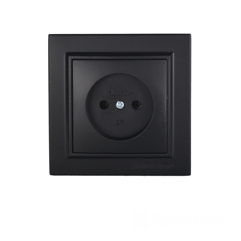 Розетка без заземлення 16 A Графіт, фото 1